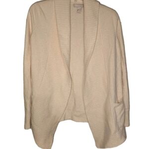 Banana Republic Italian Yarn Wool Blend Cream Medium Open Cardigan